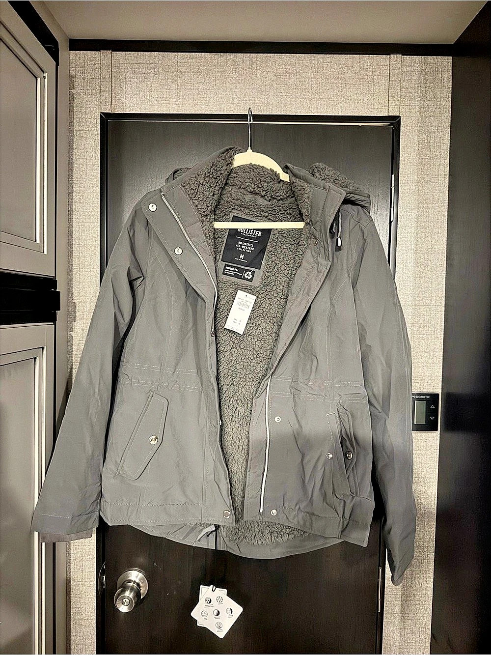 Hollister Faux Fur-Lined All-Weather Jacket Utility Gray Medium